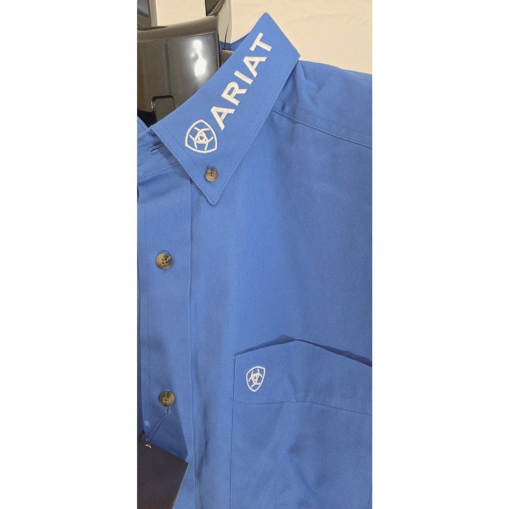 Ariat Mens Team Logo Twill Classic LS Shirt XL Blue Western Rodeo Americana